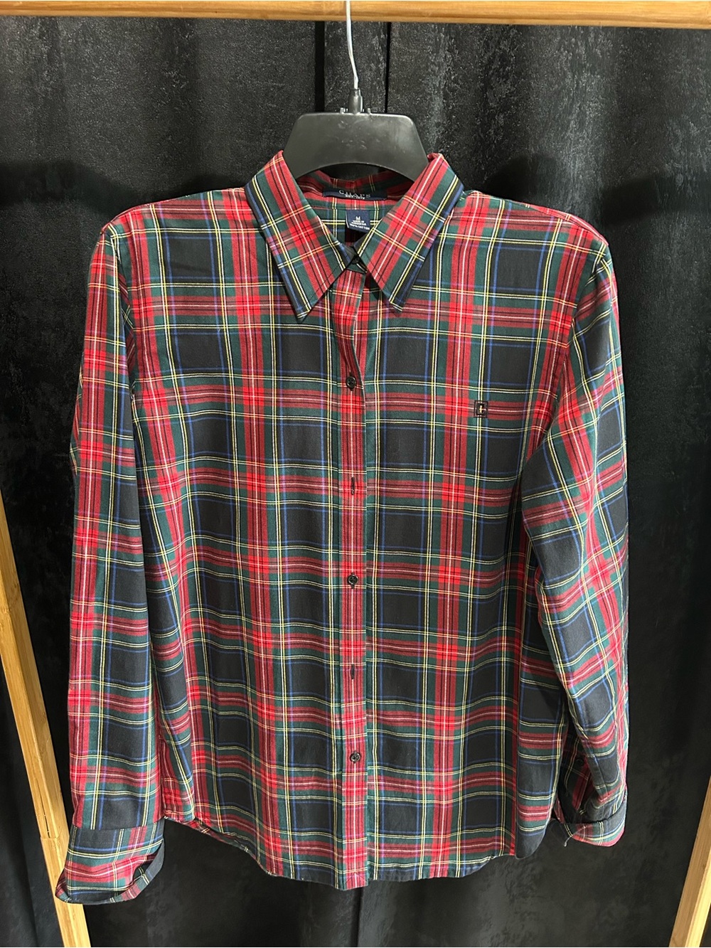 Chaps Red and Black Plaid Button-Down Shirt